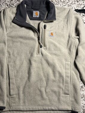 Carhartt Light Khaki and Dark Gray Half-Zip Fleece Pullover